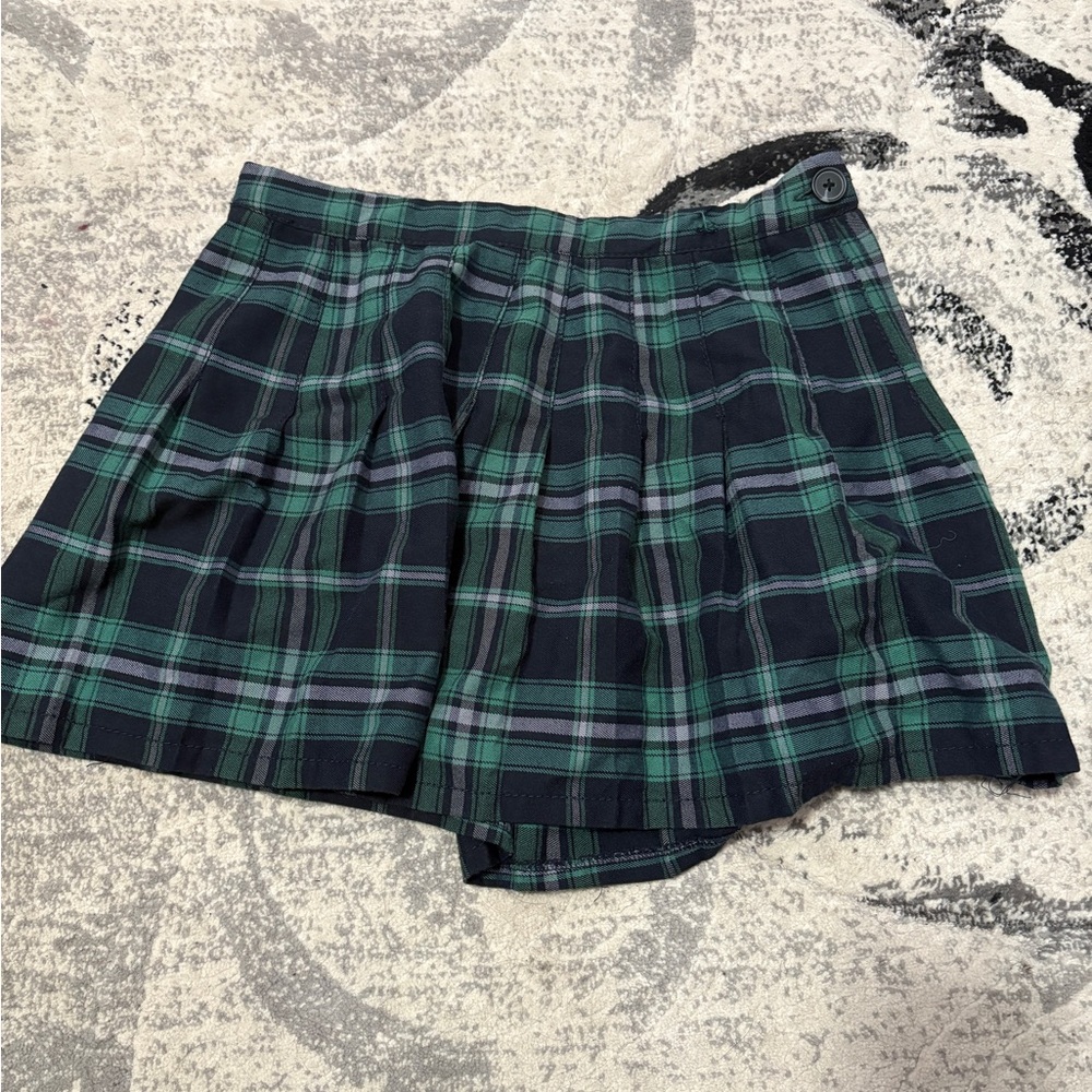 Aeropostale Navy and Green Plaid Skirt